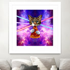 Cat Pizza Eating Cosmos Space galaxy by Damian Augustyniak on GIANT ART - blue photo manipulation