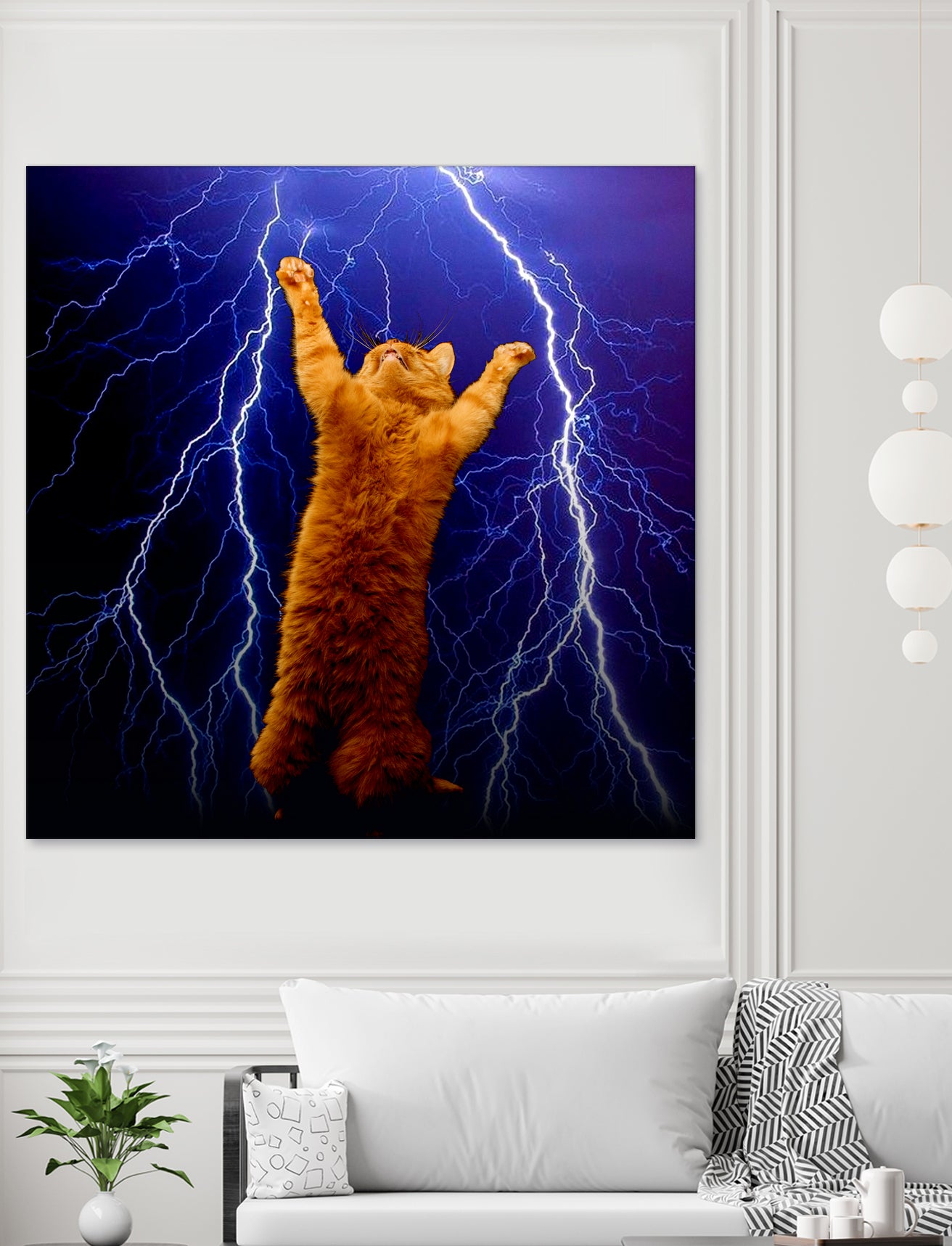 cat Thunders lighting space universe galaxy by Damian Augustyniak on GIANT ART - blue photo manipulation