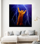 cat Thunders lighting space universe galaxy by Damian Augustyniak on GIANT ART - blue photo manipulation