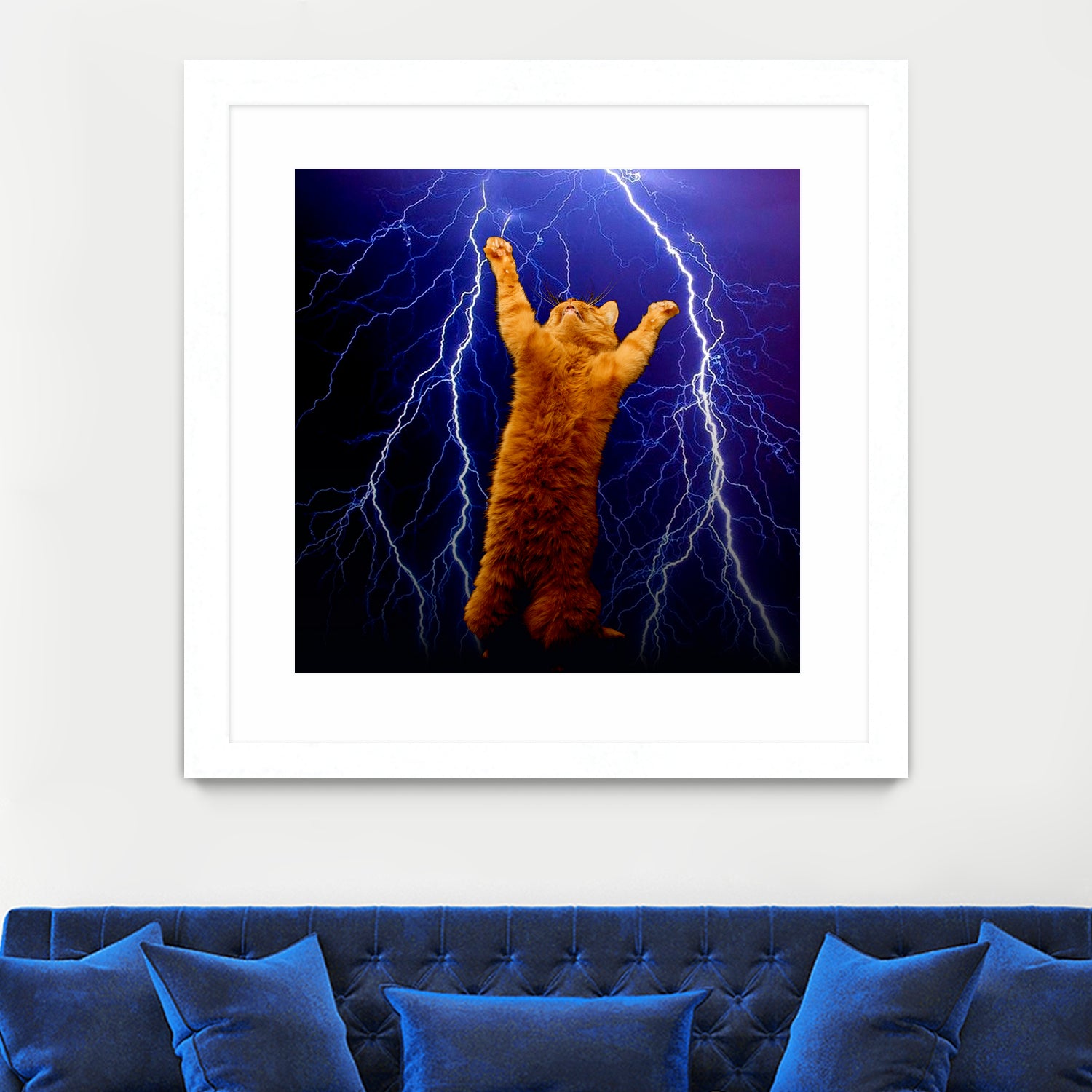 cat Thunders lighting space universe galaxy by Damian Augustyniak on GIANT ART - blue photo manipulation