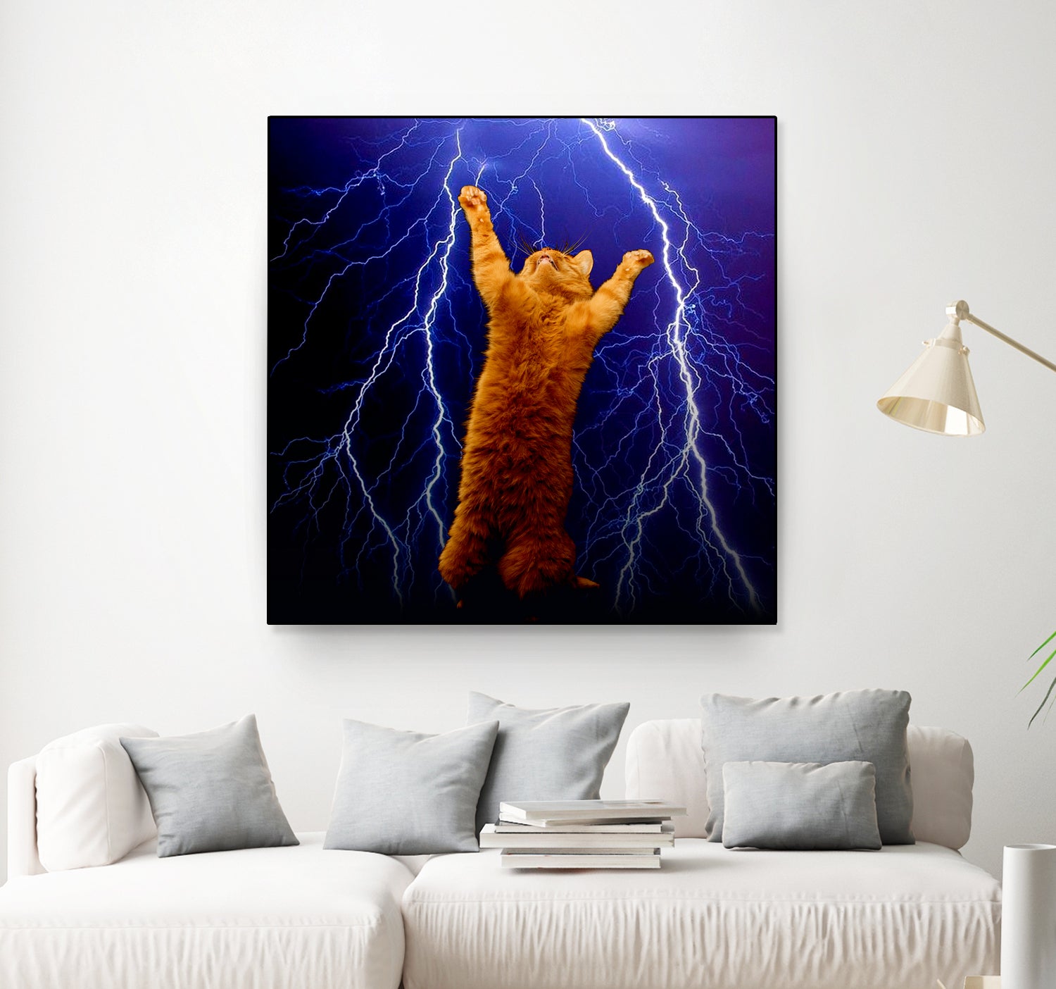 cat Thunders lighting space universe galaxy by Damian Augustyniak on GIANT ART - blue photo manipulation