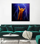 cat Thunders lighting space universe galaxy by Damian Augustyniak on GIANT ART - blue photo manipulation