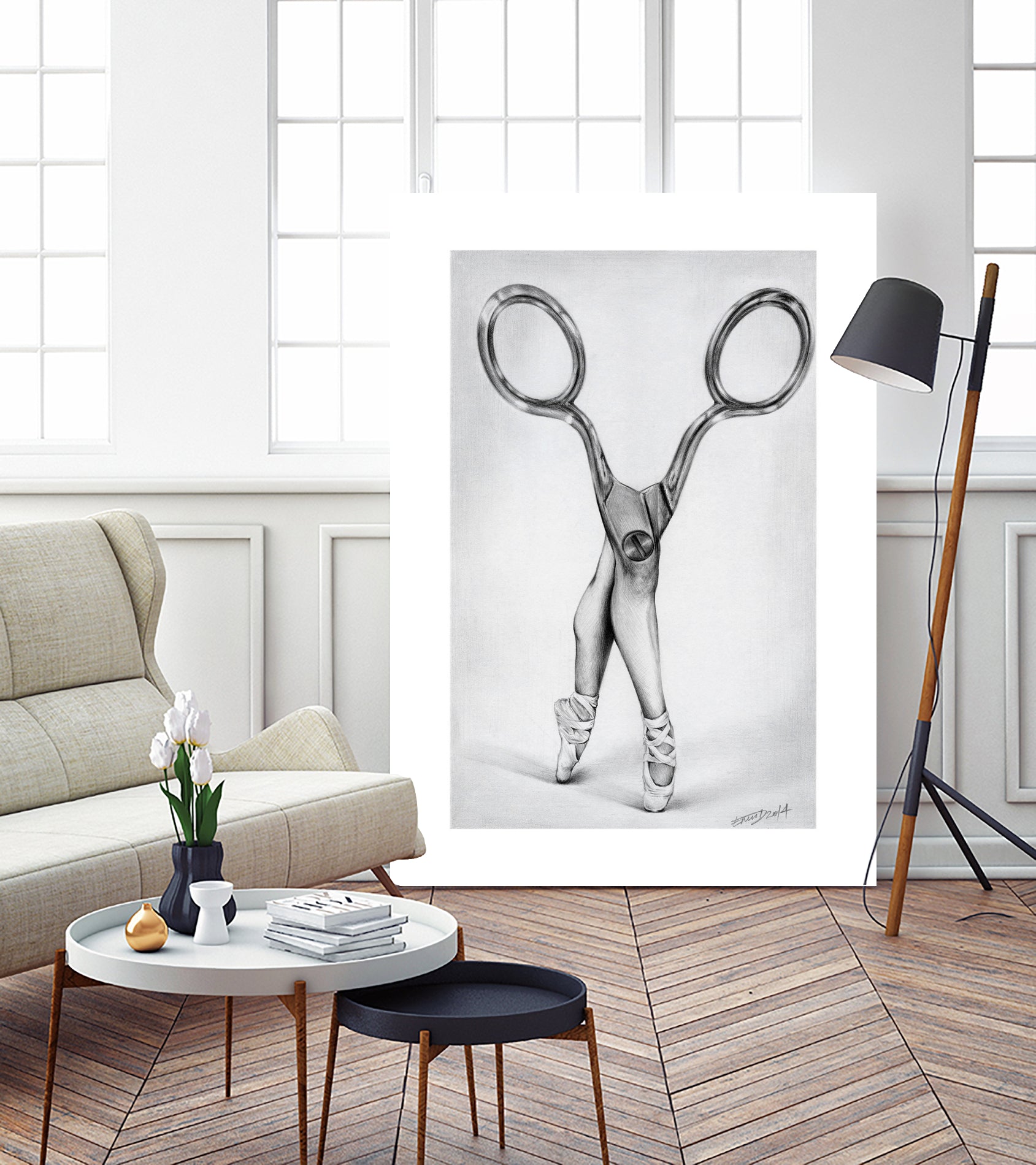 Scissors by Emi Dimitrova on GIANT ART - gray mixed media