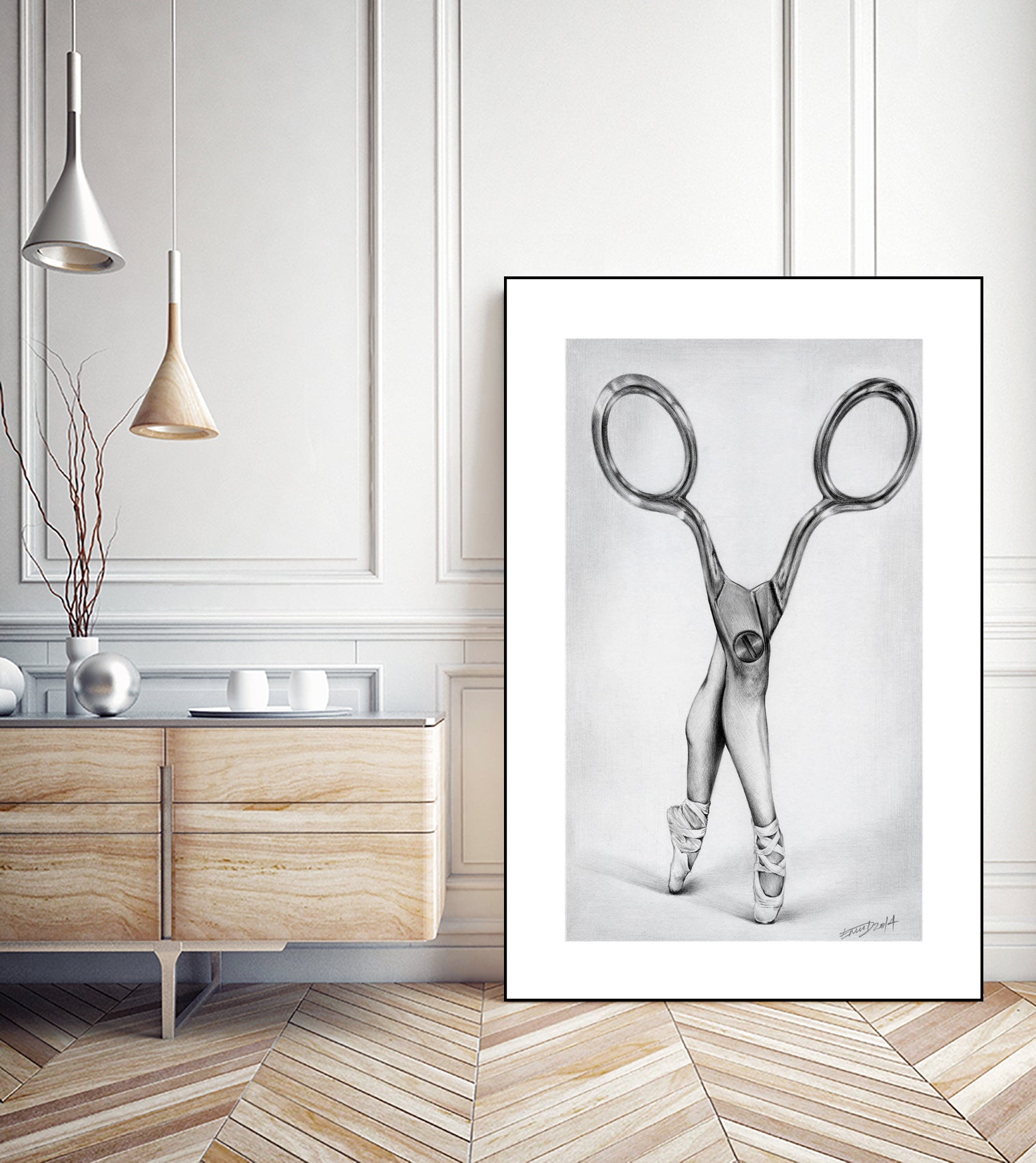 Scissors by Emi Dimitrova on GIANT ART - gray mixed media