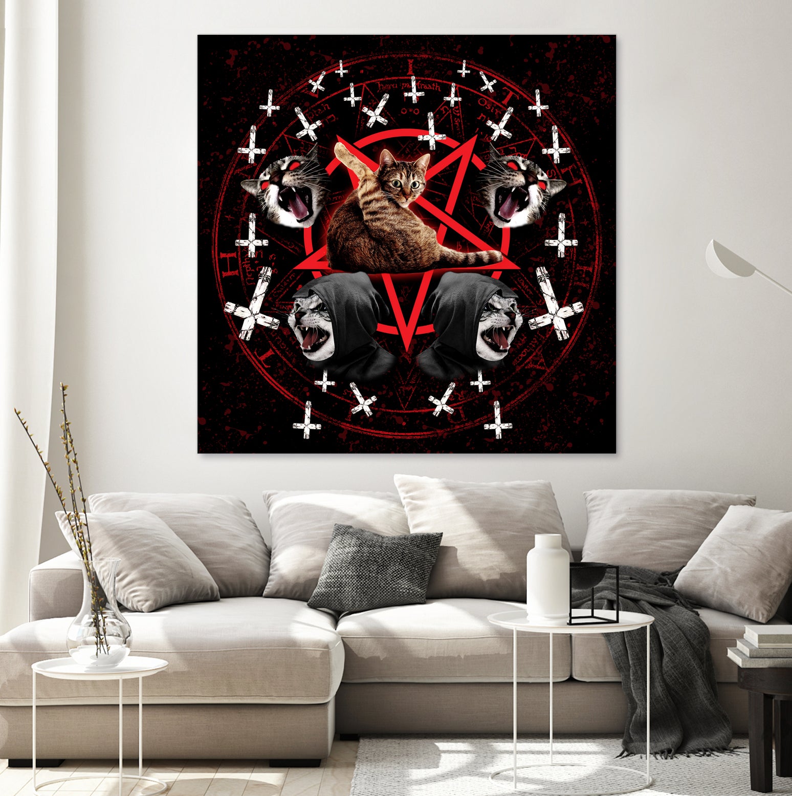 satanic cat pentagram death black metal band exorcist by Damian Augustyniak on GIANT ART - black photo manipulation