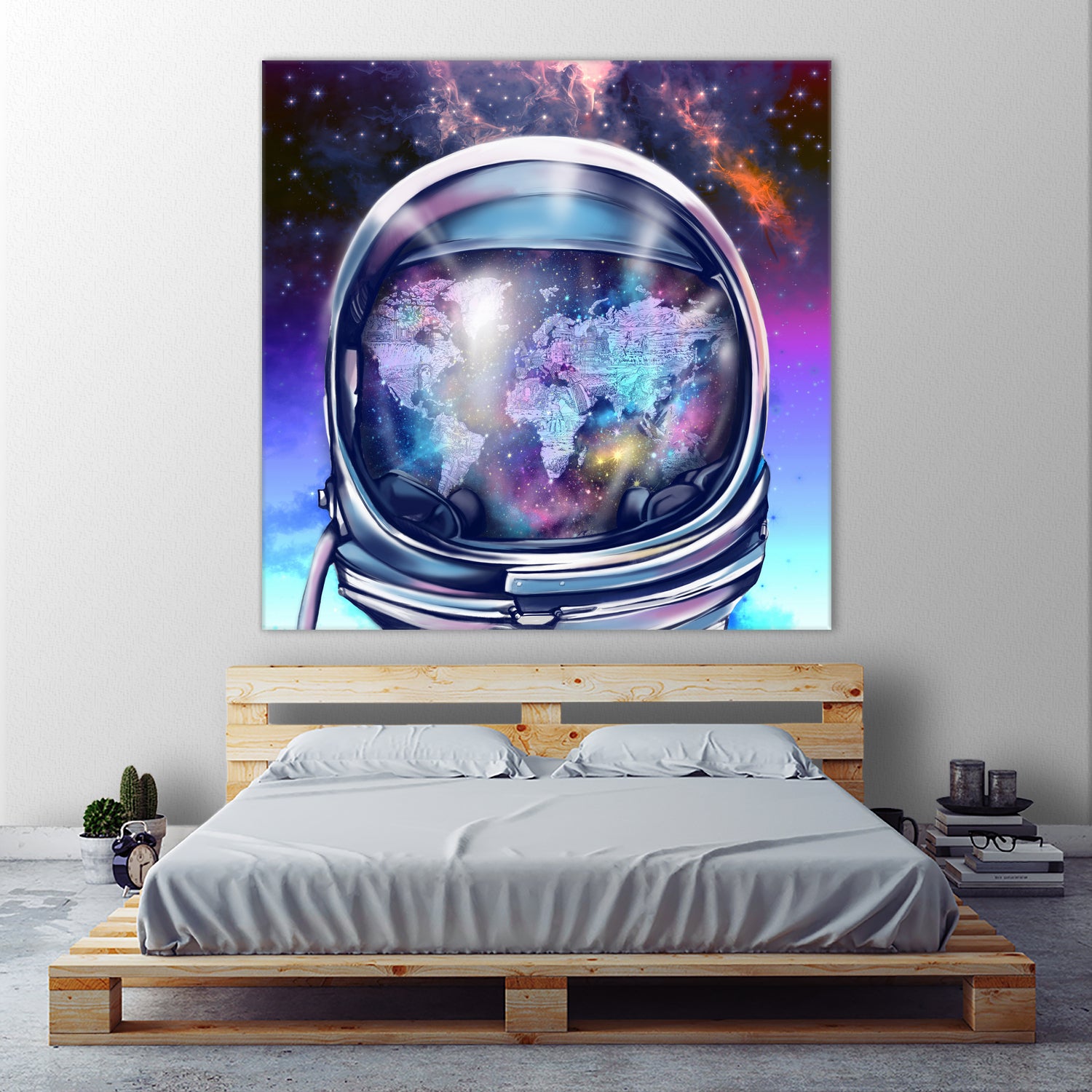 astronaut world map by Bekim Mehovic on GIANT ART - blue digital painting