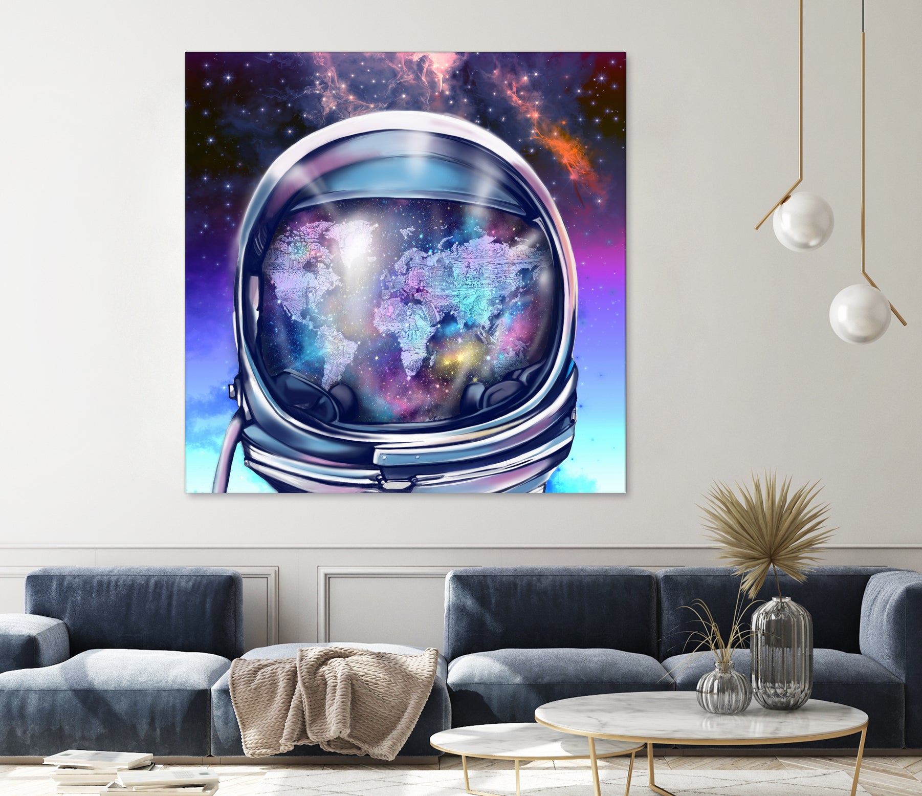 astronaut world map by Bekim Mehovic on GIANT ART - blue digital painting