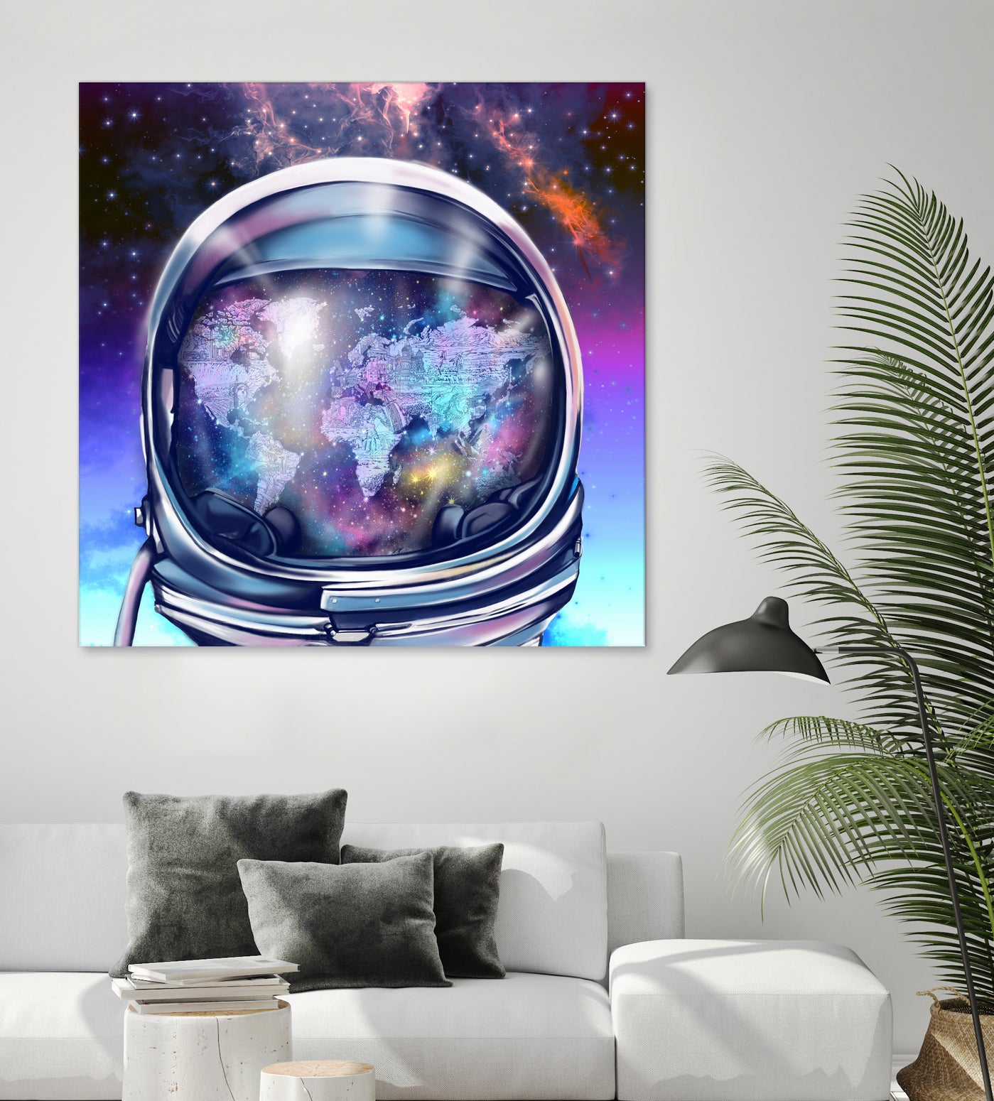 astronaut world map by Bekim Mehovic on GIANT ART - blue digital painting