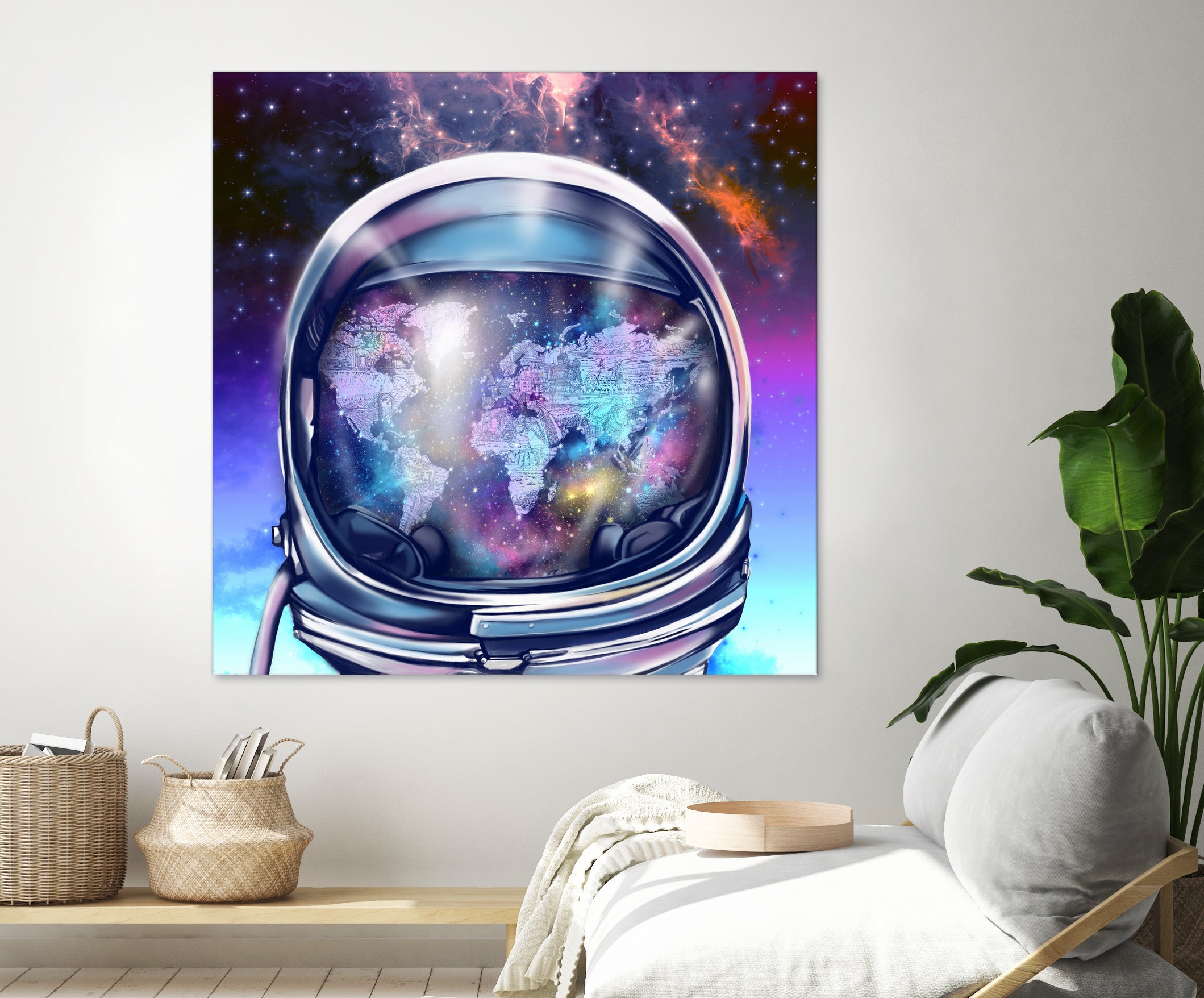 astronaut world map by Bekim Mehovic on GIANT ART - blue digital painting