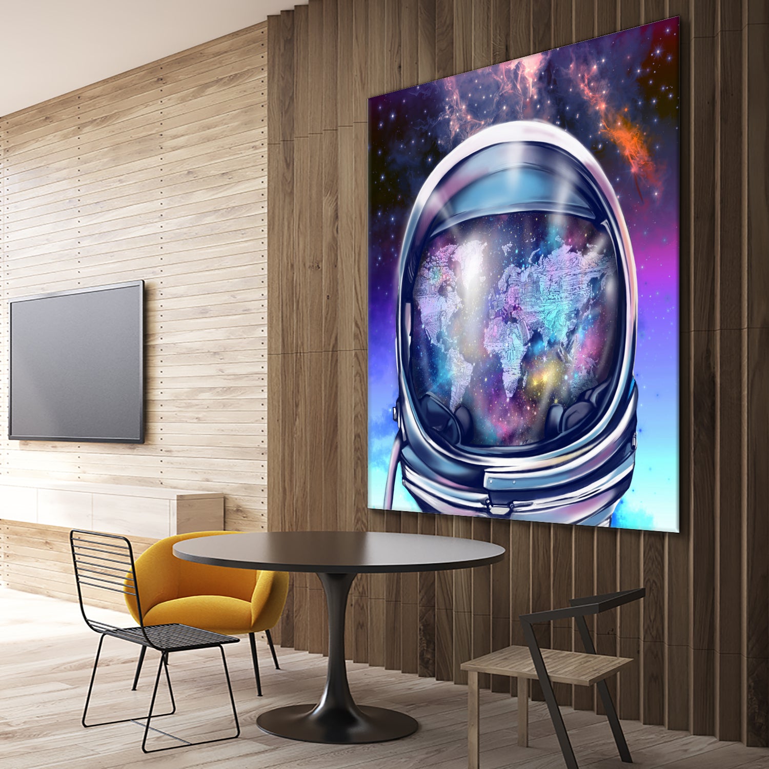 astronaut world map by Bekim Mehovic on GIANT ART - blue digital painting