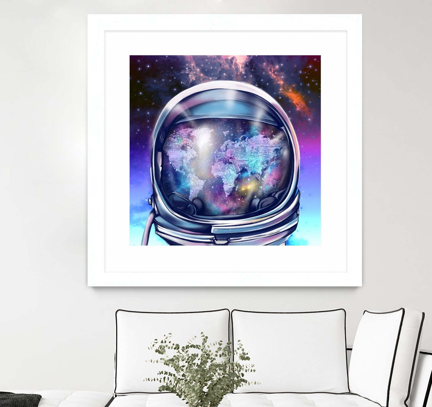 astronaut world map by Bekim Mehovic on GIANT ART - blue digital painting