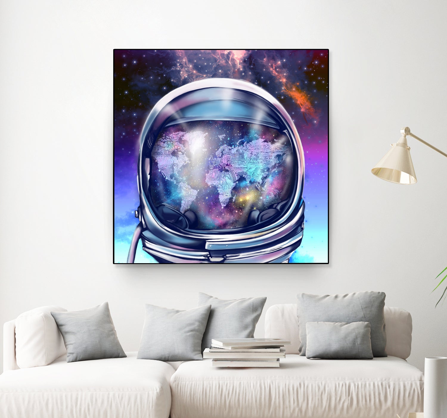 astronaut world map by Bekim Mehovic on GIANT ART - blue digital painting