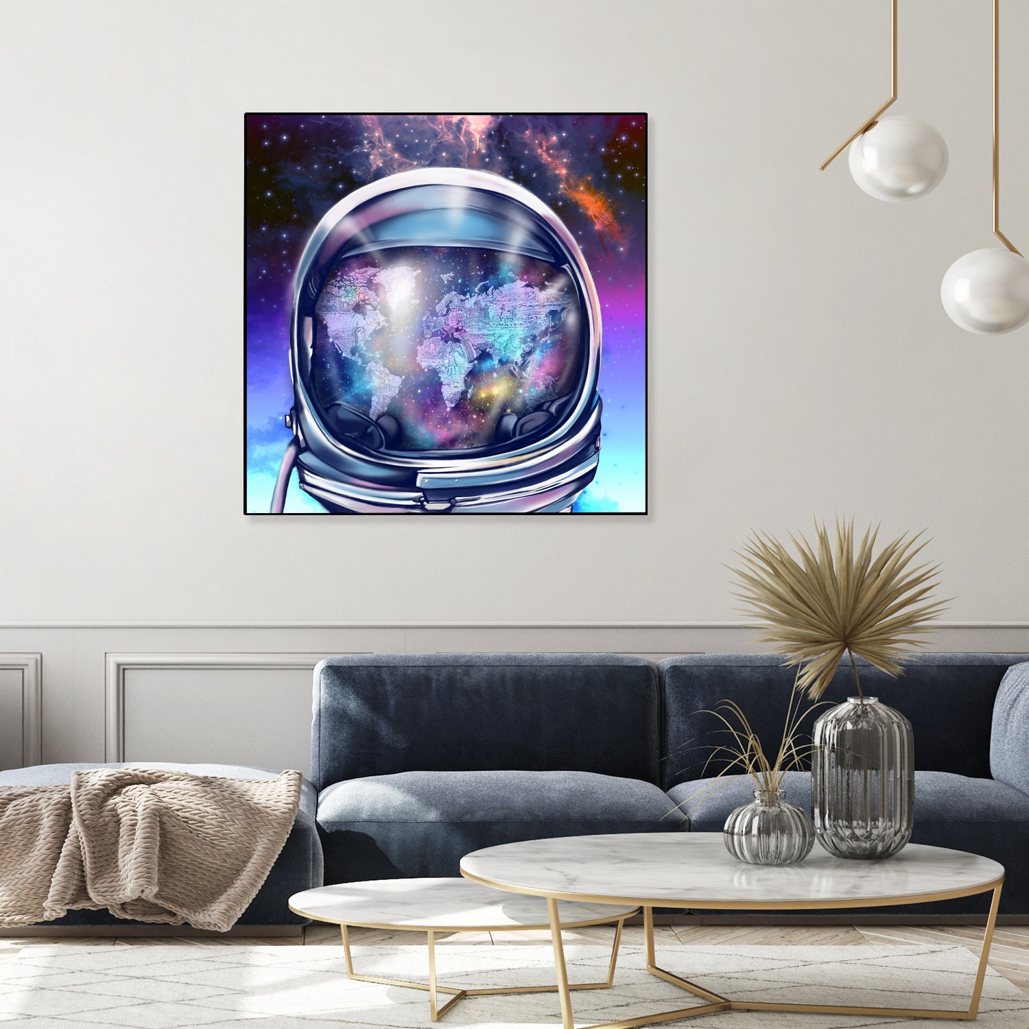 astronaut world map by Bekim Mehovic on GIANT ART - blue digital painting