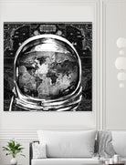 astronaut world map black and white by Bekim Mehovic on GIANT ART - black digital drawing