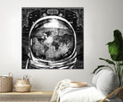 astronaut world map black and white by Bekim Mehovic on GIANT ART - black digital drawing