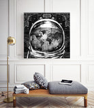 astronaut world map black and white by Bekim Mehovic on GIANT ART - black digital drawing