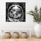 astronaut world map black and white by Bekim Mehovic on GIANT ART - black digital drawing