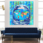 astronaut world map pop art by Bekim Mehovic on GIANT ART - blue digital painting