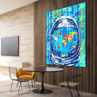 astronaut world map pop art by Bekim Mehovic on GIANT ART - blue digital painting