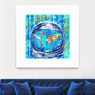 astronaut world map pop art by Bekim Mehovic on GIANT ART - blue digital painting