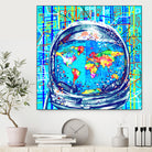 astronaut world map pop art by Bekim Mehovic on GIANT ART - blue digital painting