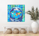 astronaut world map pop art by Bekim Mehovic on GIANT ART - blue digital painting