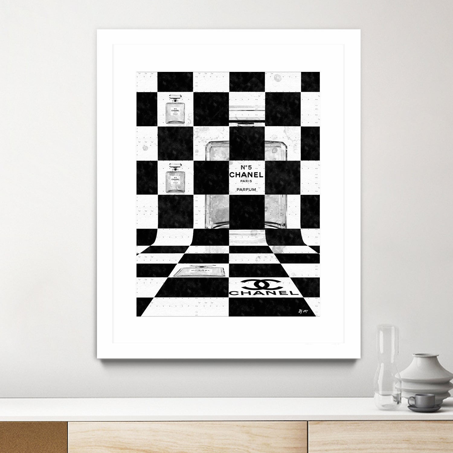 Chanel Chess by Daniel Janda on GIANT ART - black mixed media