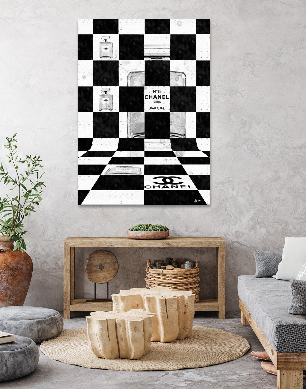 Chanel Chess by Daniel Janda on GIANT ART - black mixed media