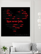 Love Never Fails by Colleen Cary on GIANT ART - white typography