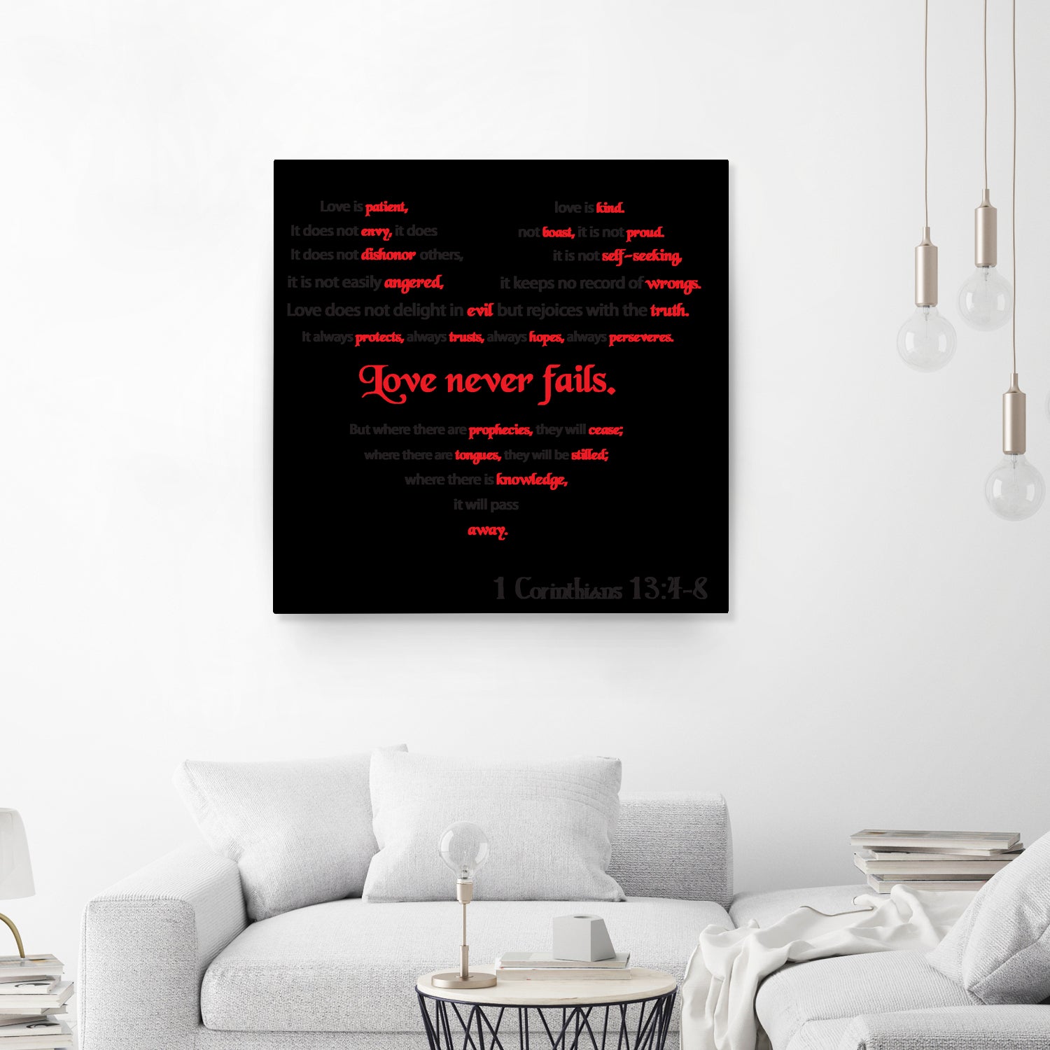 Love Never Fails by Colleen Cary on GIANT ART - white typography