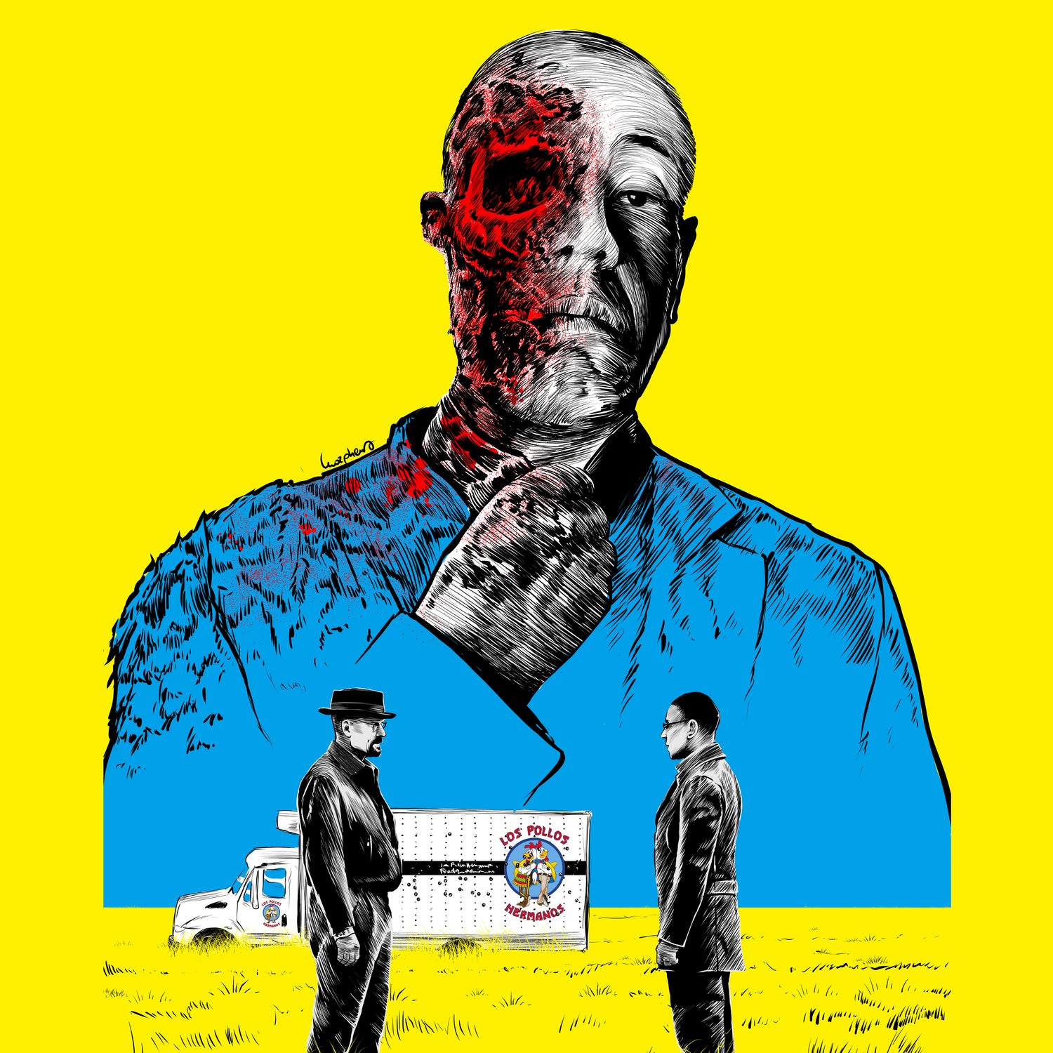 Breaking bad Gus Fring by Paola Morpheus on GIANT ART - blue digital painting