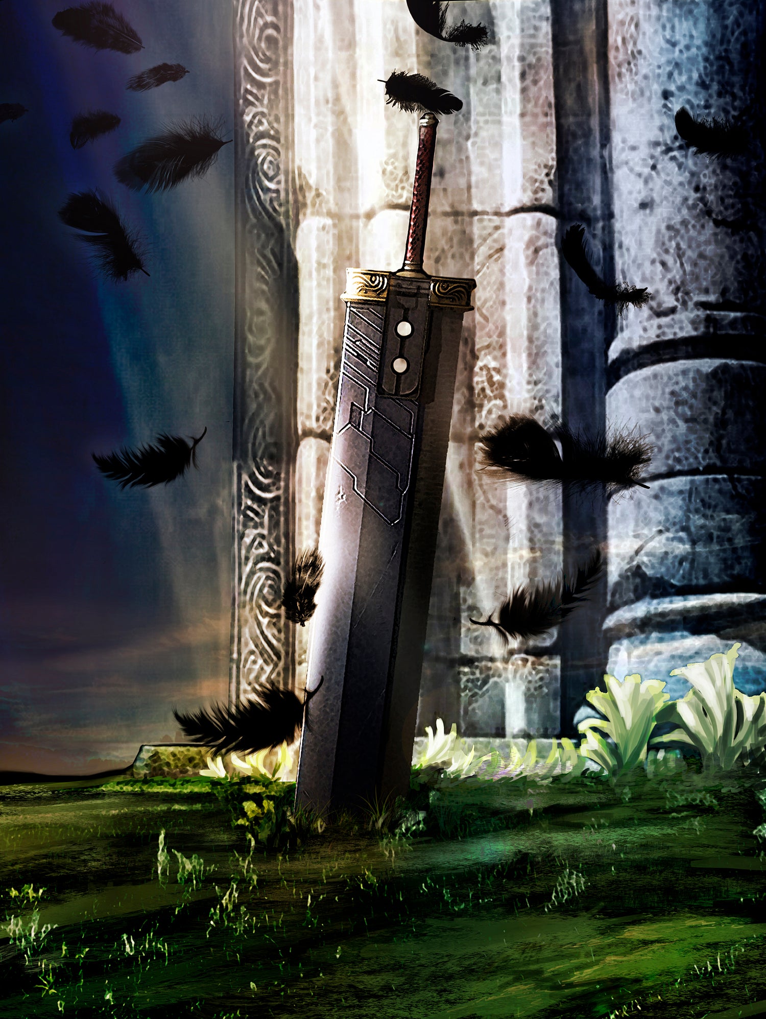 A Hero's sword - Final Fantasy VII Artwork by MCAshe 24 on GIANT ART - green digital painting