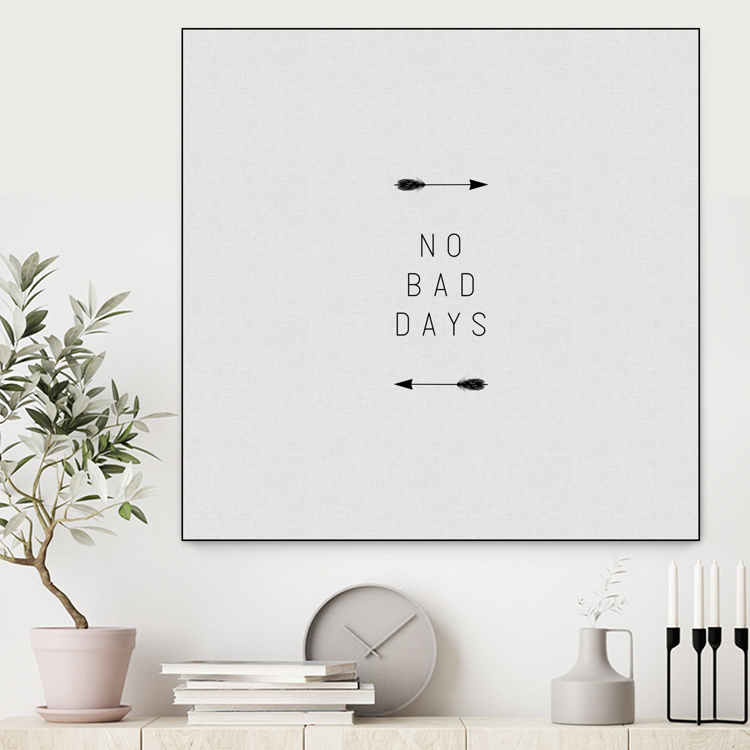 No Bad Days Arrow by Dana Shek on GIANT ART - white typography