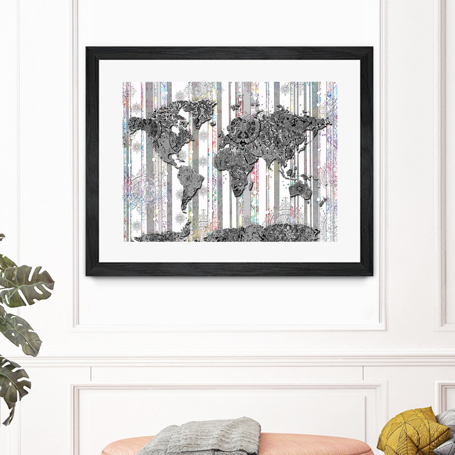 world map mandala grey by Bekim Mehovic on GIANT ART - gray digital painting