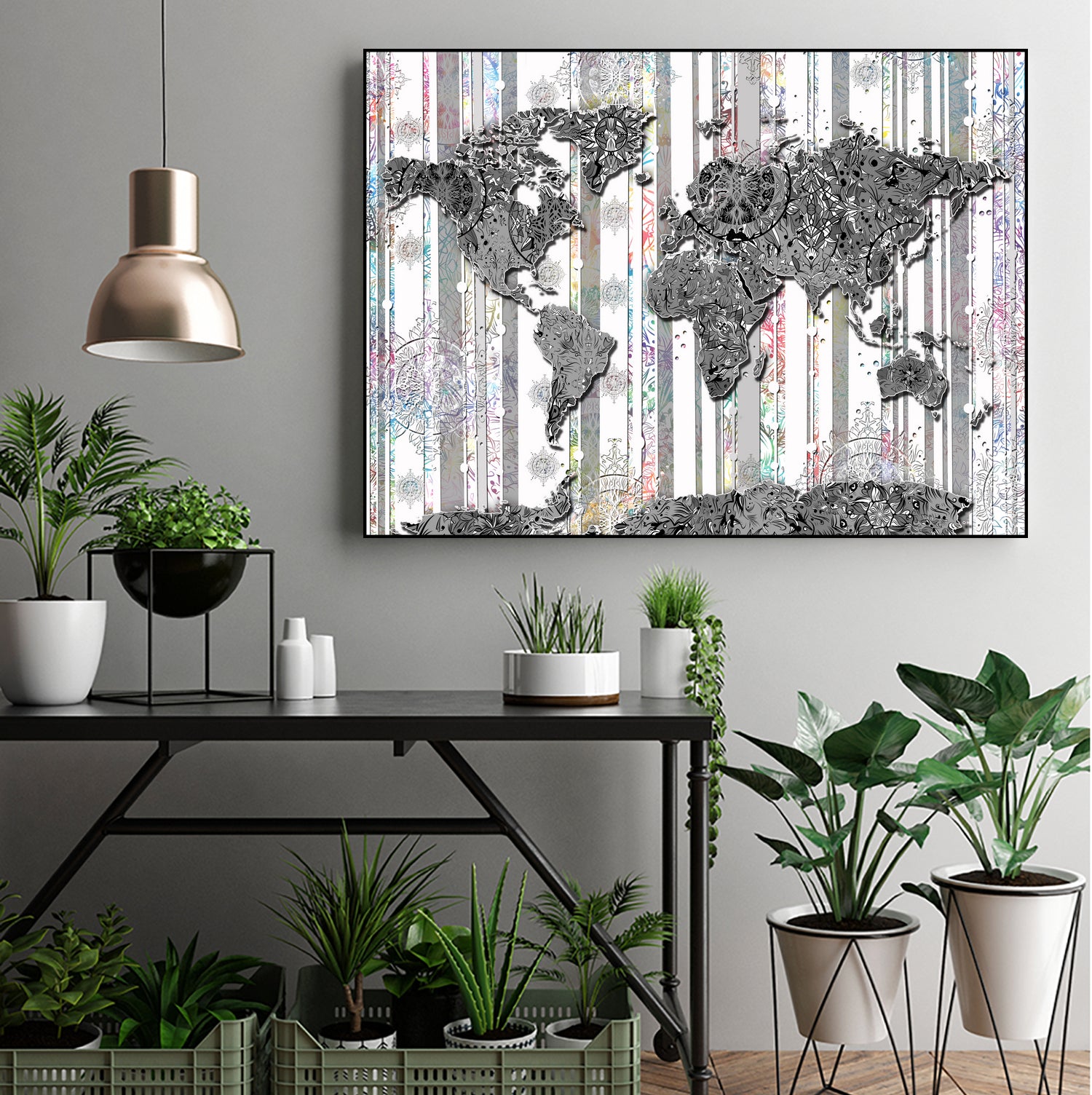 world map mandala grey by Bekim Mehovic on GIANT ART - gray digital painting