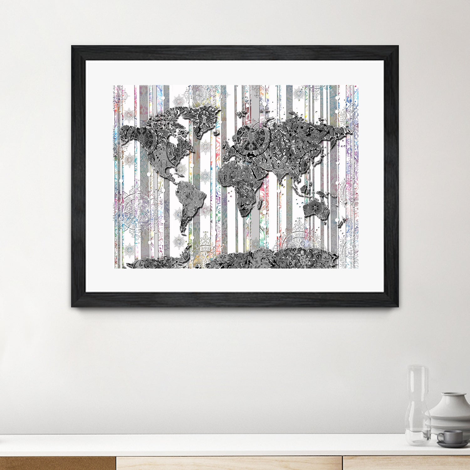 world map mandala grey by Bekim Mehovic on GIANT ART - gray digital painting