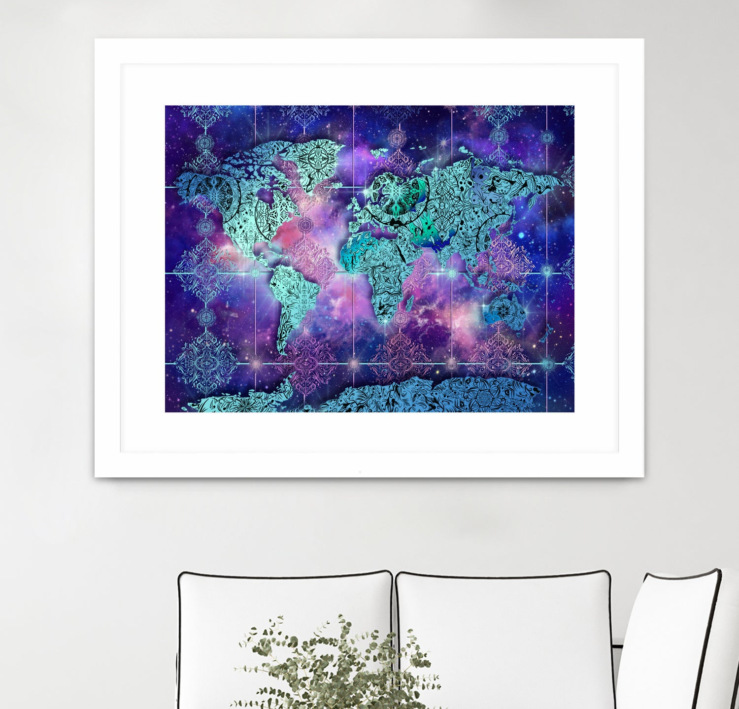 world map mandala space by Bekim Mehovic on GIANT ART - blue digital painting