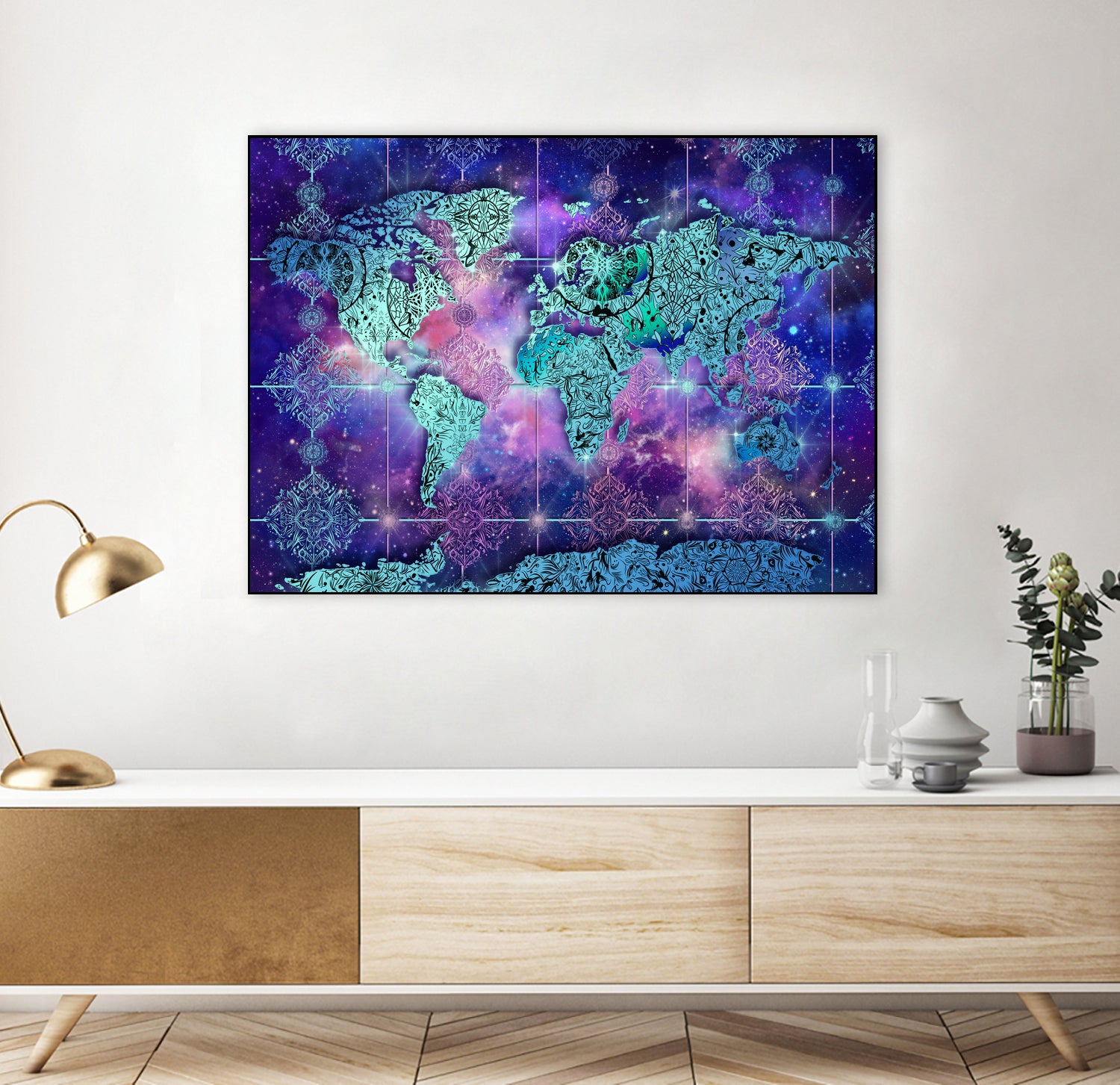 world map mandala space by Bekim Mehovic on GIANT ART - blue digital painting