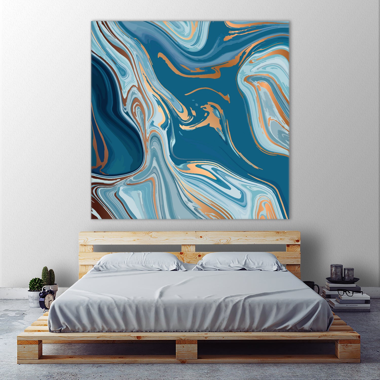 Liquid Blue Marble and Gold 014 by Jelena Obradovic on GIANT ART - blue vector illustration