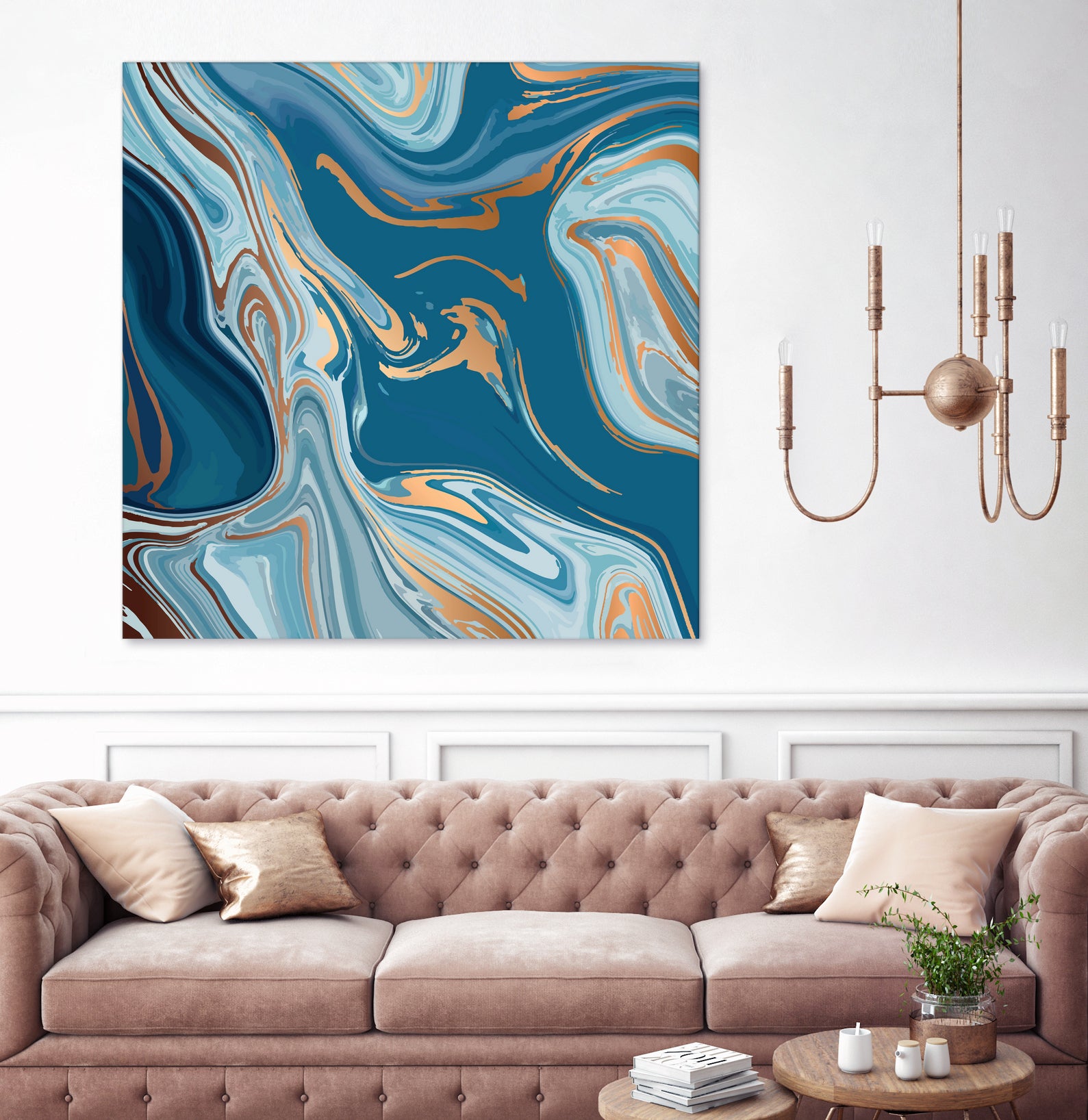 Liquid Blue Marble and Gold 014 by Jelena Obradovic on GIANT ART - blue vector illustration