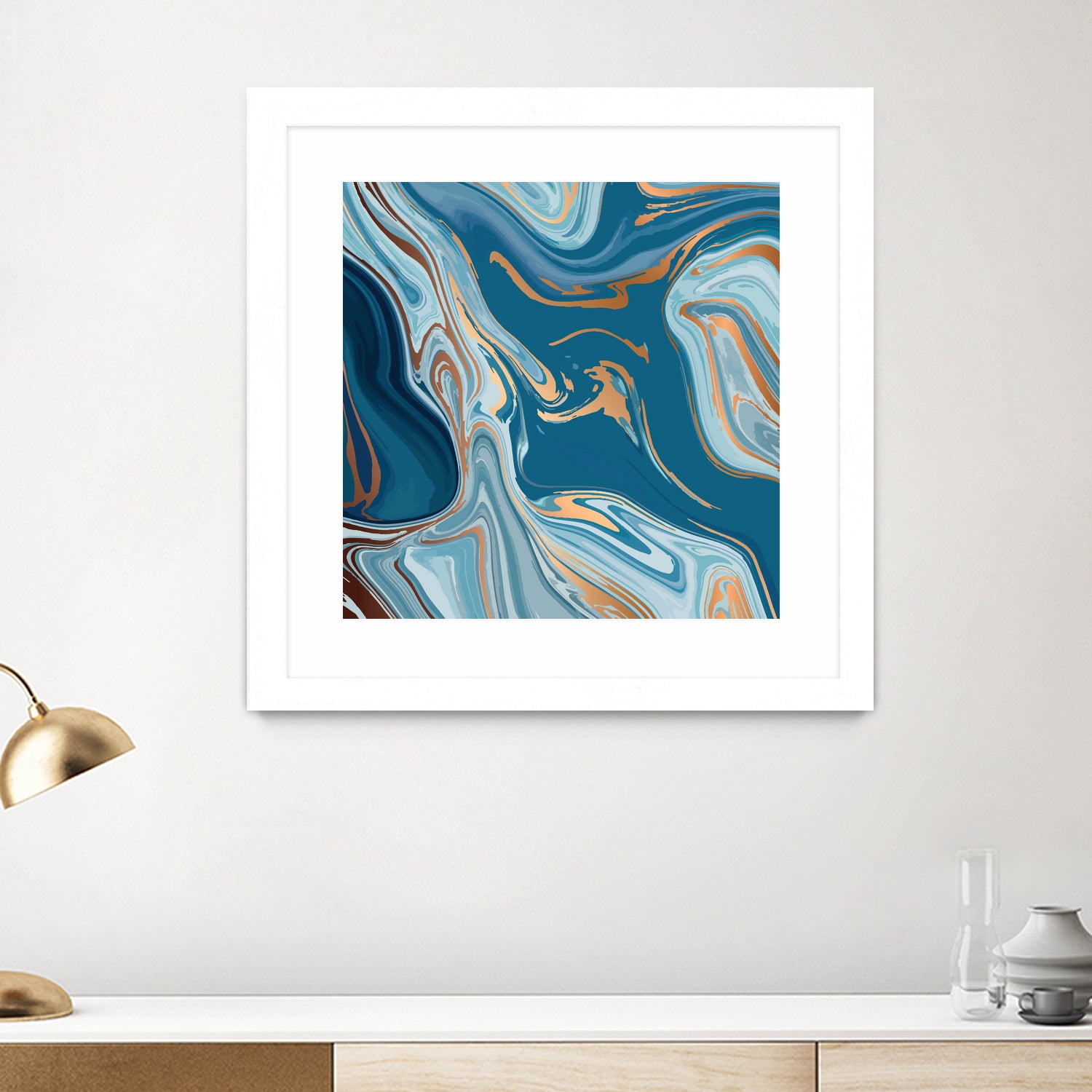 Liquid Blue Marble and Gold 014 by Jelena Obradovic on GIANT ART - blue vector illustration