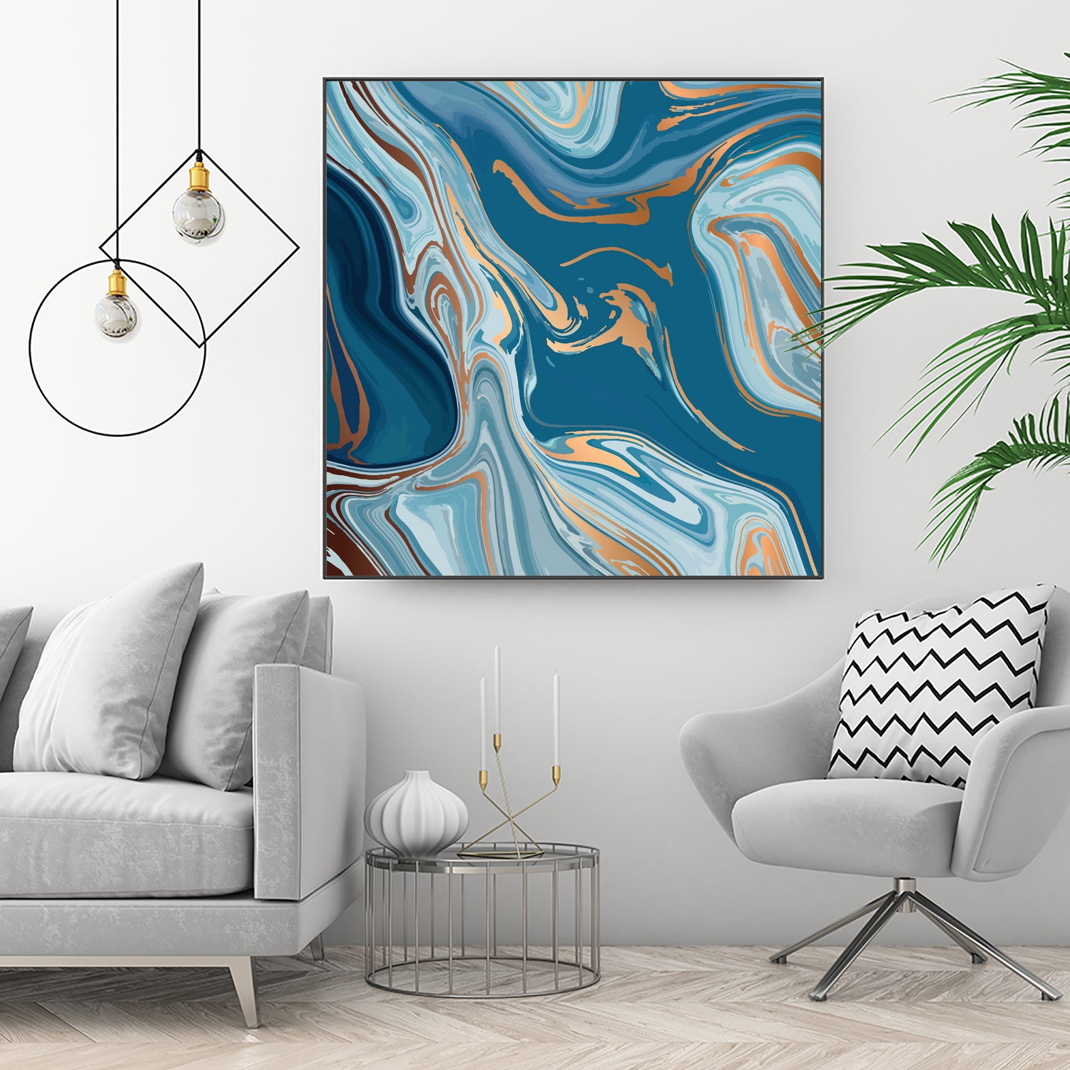 Liquid Blue Marble and Gold 014 by Jelena Obradovic on GIANT ART - blue vector illustration