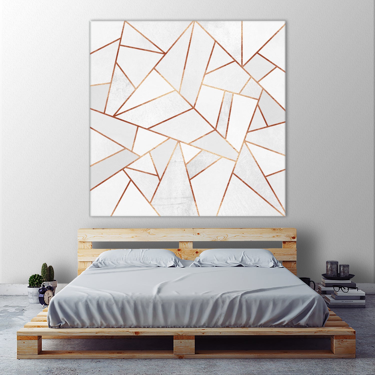 White Stone and Copper Lines by Elisabeth Fredriksson on GIANT ART - white digital painting