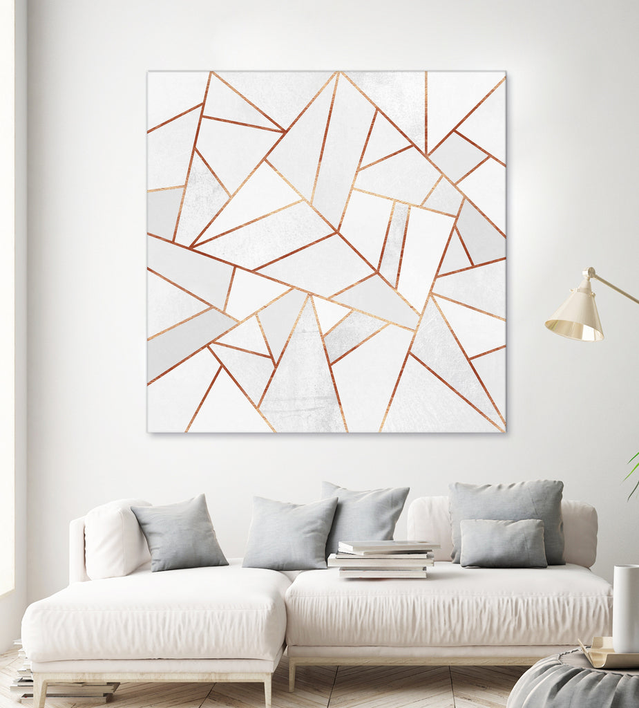 White Stone and Copper Lines by Elisabeth Fredriksson on GIANT ART - white digital painting