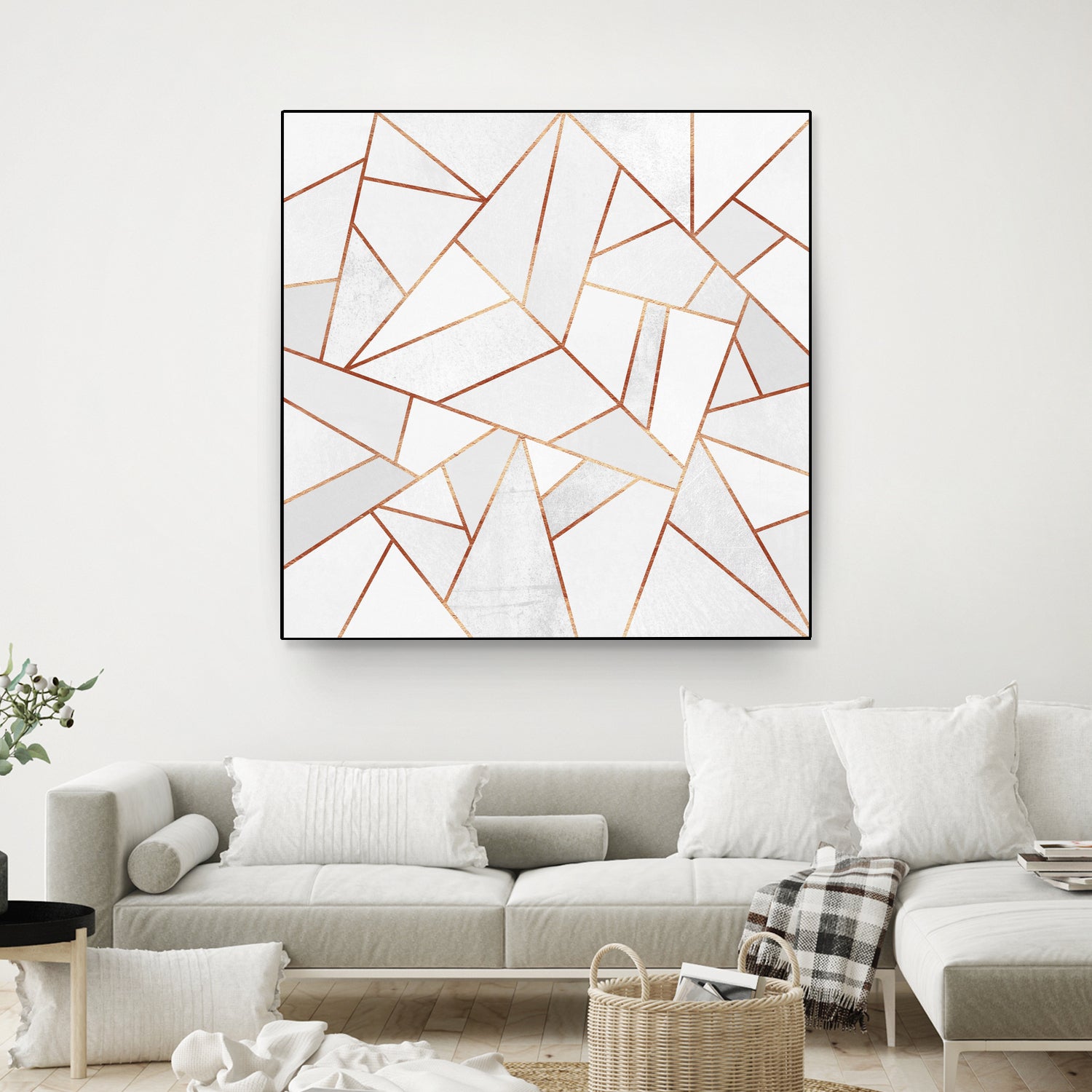 White Stone and Copper Lines by Elisabeth Fredriksson on GIANT ART - white digital painting