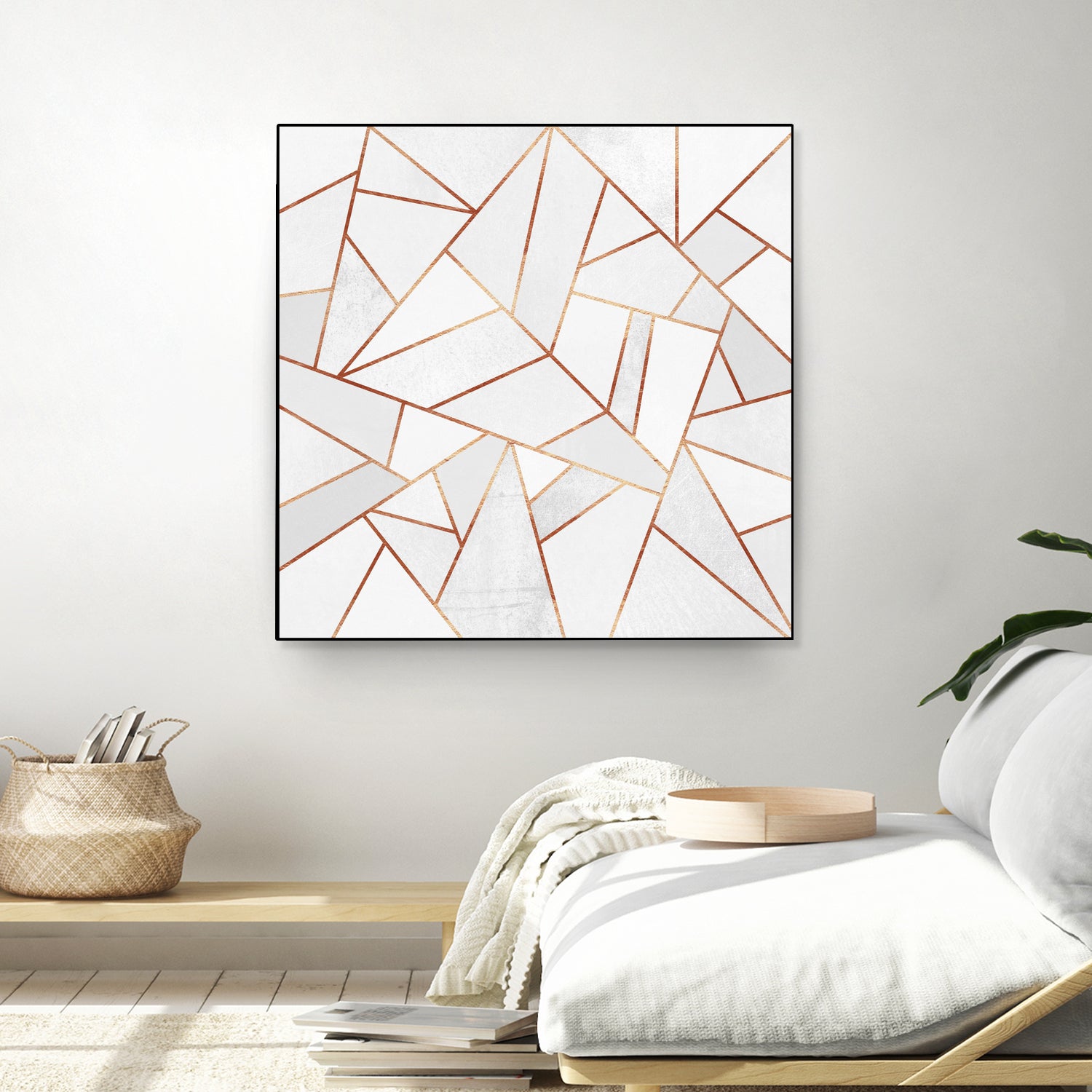 White Stone and Copper Lines by Elisabeth Fredriksson on GIANT ART - white digital painting