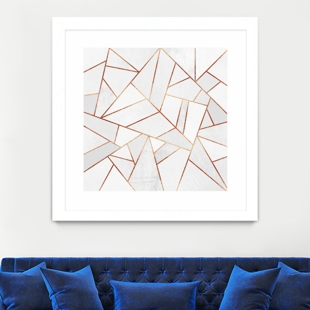 White Stone and Copper Lines by Elisabeth Fredriksson on GIANT ART - white digital painting