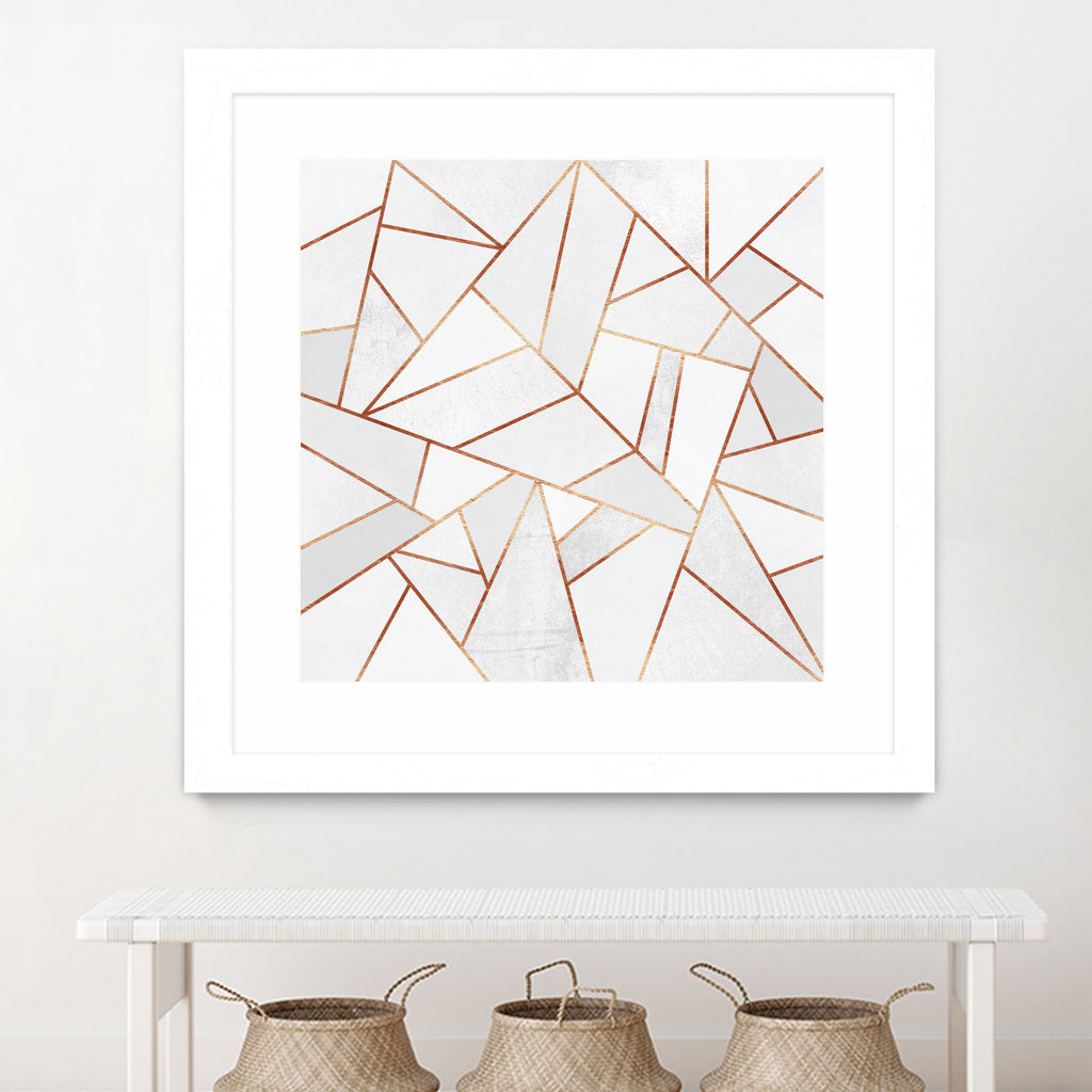 White Stone and Copper Lines by Elisabeth Fredriksson on GIANT ART - white digital painting