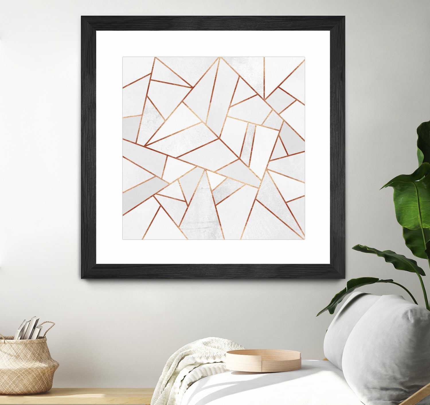 White Stone and Copper Lines by Elisabeth Fredriksson on GIANT ART - white digital painting