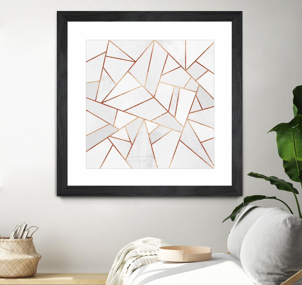 White Stone and Copper Lines by Elisabeth Fredriksson on GIANT ART - white digital painting